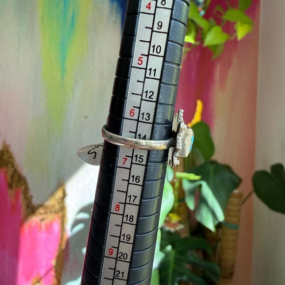 Blue Copper Turquoise Starburst 925 Sterling Silver Ring Sz 6.5 | SS - Picture 5 of 7